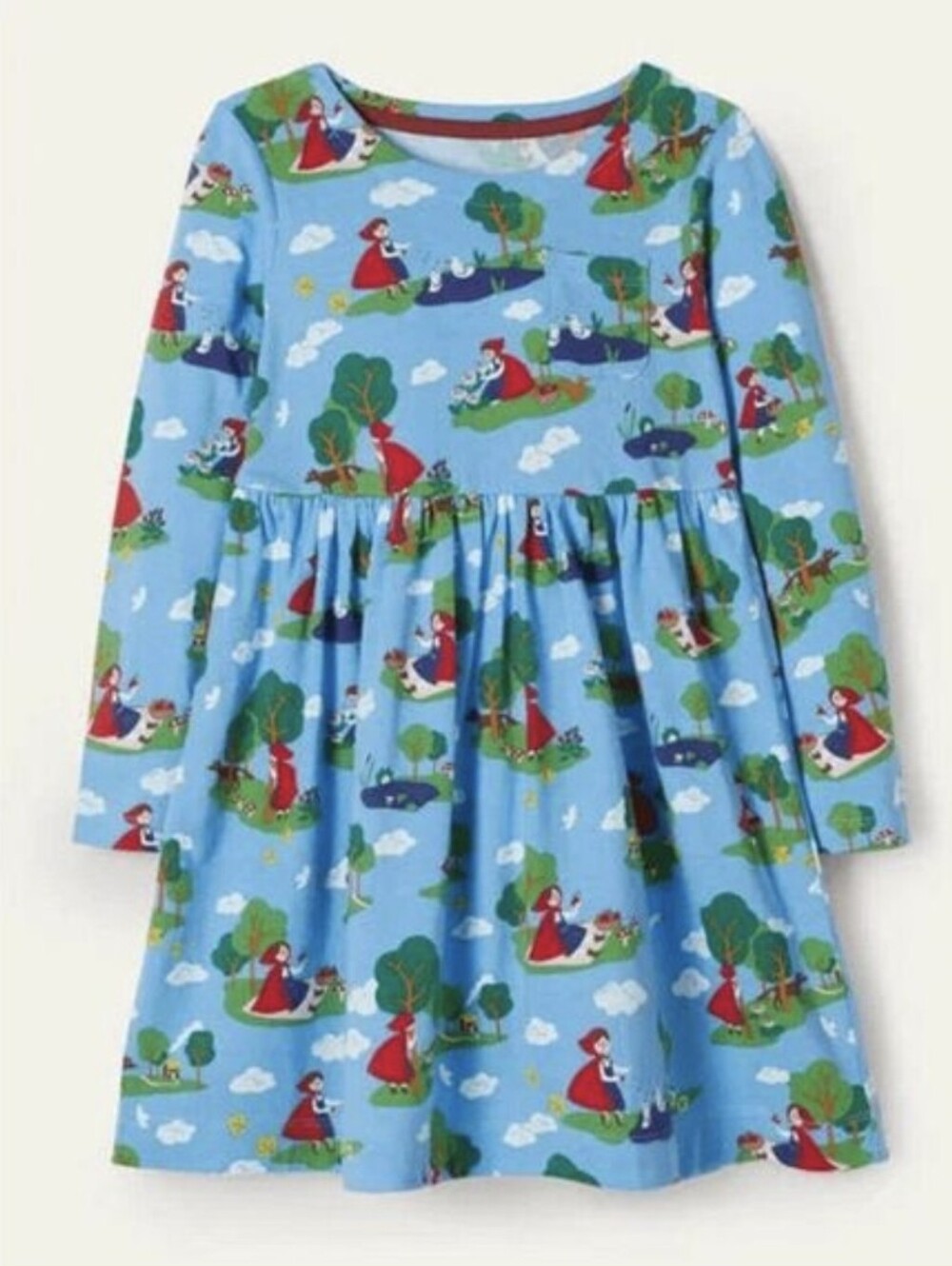 Mini Boden Girls 6/7 Little Red Riding Hood Long Sleeve Knit Dress